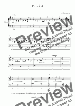 page one of Prelude 8 ( from 12 Pop-Preludes Easy to Moderate)