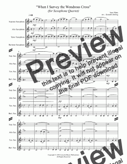 page one of When I Survey the Wondrous Cross (Saxophone Quartet SATB)