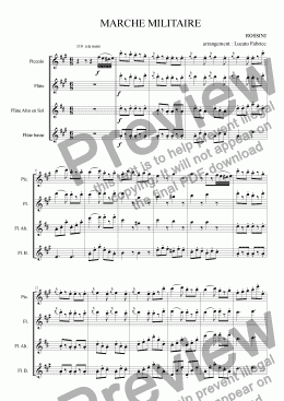 page one of marche militaire Quatuor flûtes