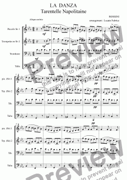 page one of La danza de Rossini (quatuor cuivres)
