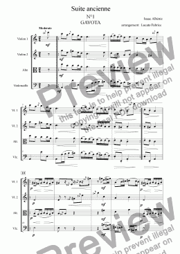 page one of suite ancienne albeniz quatuor à Cordes