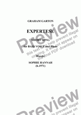 page one of SONG - 'EXPERTESE' for BARITONE Voice and Piano. Words: Sophie Hannah (b.1971)