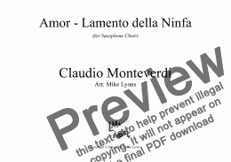 page one of Saxophone Choir - Amor - Lamento della Ninfa 
