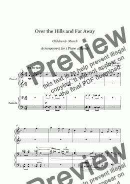 page one of Percy Grainger - Over the Hills and Far Away - piano 4 hands