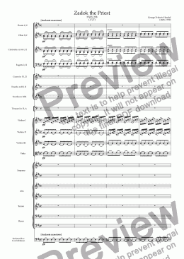 page one of Coronation Anthem : Zadok the Priest HWV 258