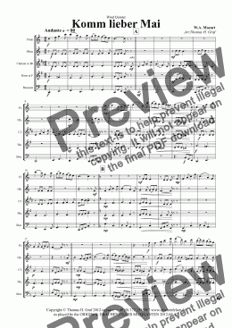 page one of Komm lieber Mai - German Folk Song - Wind Quintet 