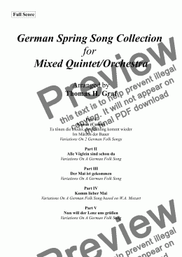 page one of German Spring Song Collection - 5 Concert Pieces - Multiplay 