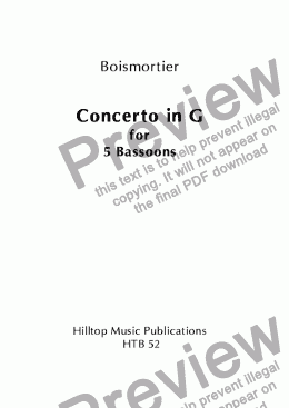 page one of Boismortier Concerto in G arr. five bassoons