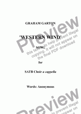 page one of SONG - 'WESTERN WIND' for MEDIUM Voice and Piano. Words: Anonymous
