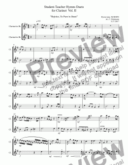 page one of Student - Teacher Hymn Duets  for Clarinet  Vol. II