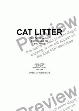 page one of CAT LITTER (Five fun pieces for Clarinet in B flat and Piano)