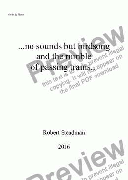 page one of ...no sounds but birdsong and the rumble of passing trains...