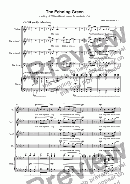page one of The Echoing Green (cambiata choir, piano)