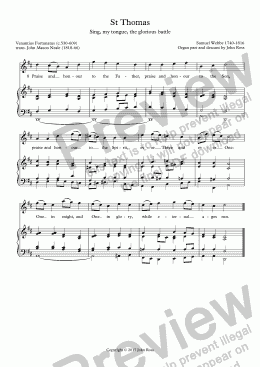 page one of St Thomas (Sing, my tongue, the glorious battle) - descant & reharmonization