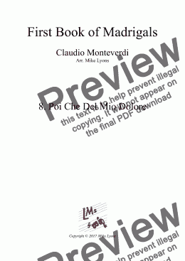 page one of Brass Quintet - Monteverdi Madrigals Book 1 - 08. Poi Che Del Mio Dolore