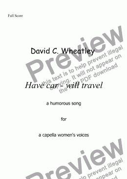 page one of Have car - will travel by David Wheatley for a capella women's voices