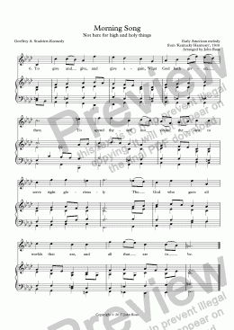 page one of Morning Song (86.86.86) (Not here for high and holy things) - Reharmonization & descant