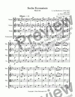 page one of Sechs Ecossaisen Score and 4 parts