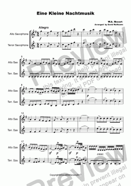 page one of Eine Kleine Nacht Musik Duet for Alto and Tenor Saxophone