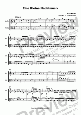 page one of Eine Kleine Nacht Musik Duet for Violin and Viola