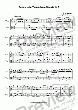 page one of Rondo Alla Turca, Duet for Violin and Viola