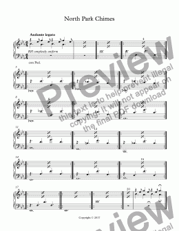 page one of North Park Chimes (piano)