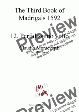 page one of Brass Quintet - Monteverdi Madrigals Book 3 - 12. Perfidissimo volto