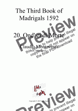 page one of Brass Quintet - Monteverdi Madrigals Book 3 - 20. Ond' ei di Morte