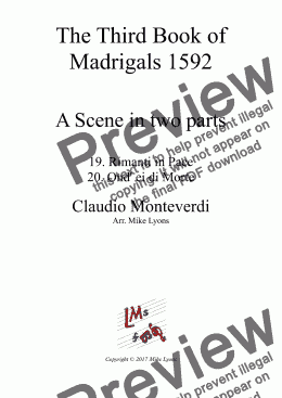page one of Brass Quintet - Monteverdi Madrigals Book 3 - Scena 3 in 2 parts
