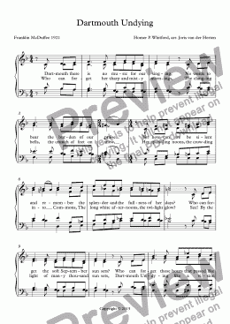 page one of Dartmouth Undying [college song] (choir SATB)