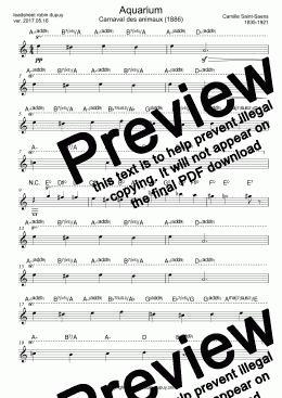 page one of Saint Saens - Aquarium - PDF - lead sheet Melody + chords