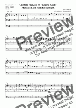 page one of Chorale Prelude on "Regina Caeli" (Freu dich, du Himmelskönigin)