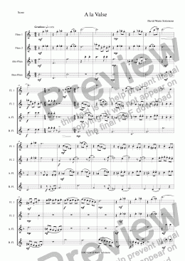 page one of A la Valse for flute quartet