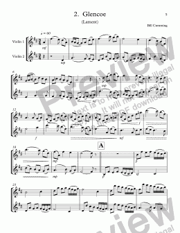 page one of 2.  "Glencoe" (Lament) for two violins