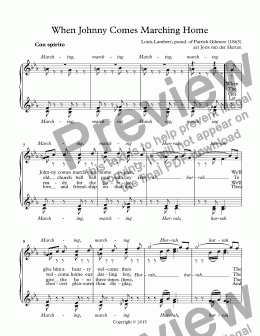 page one of When Johnny Comes Marching Home [American folksong] (choir SSAA)