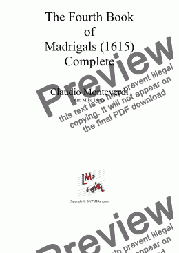 page one of Brass Quintet - Monteverdi Madrigals Book 4 - (Complete)