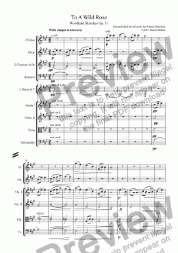 page one of MacDowell - To A Wild Rose for Orchestra