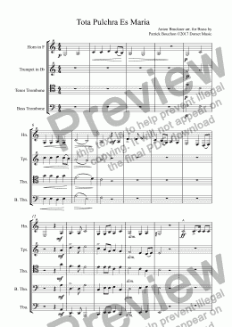 page one of Bruckner - Tota Pulchra Est Maria for Brass Quintet