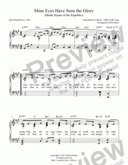 page one of Mine Eyes Have Seen the Glory (Battle Hymn of the Republic / Glory! Glory! Hallelujah) - Piano Solo