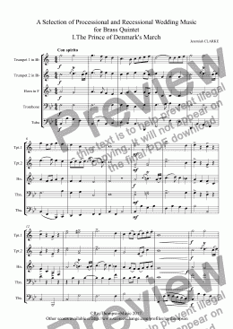 page one of A Selection of Processional and Recessional Wedding Music for Brass Quintet - brass quintet