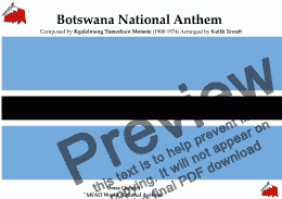 page one of Botswana (Batswana) National Anthem ''Fatshe leno la rona''-''This is our Land'' for Brass Quintet