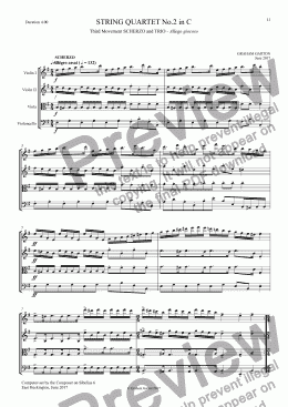 page one of STRING QUARTET No.2 in C - (14 Minutes)3rd Mvt. Scherzo & Trio (Duration 4.00) 
