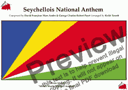 page one of Seychelles (Koste Seselwa-Seychellois, Unite!) National Anthem for Brass Quintet