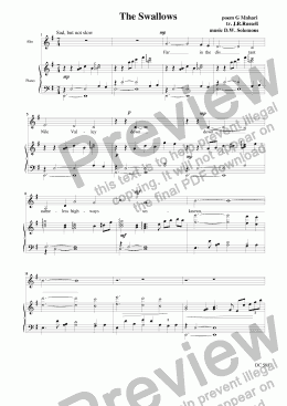 page one of The Swallows for alto or baritone and piano
