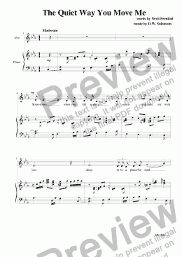 page one of The quiet way you move me (alto or baritone and piano)