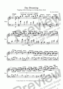 page one of Day Dreaming (Piano solo - Grade 7 - 8)