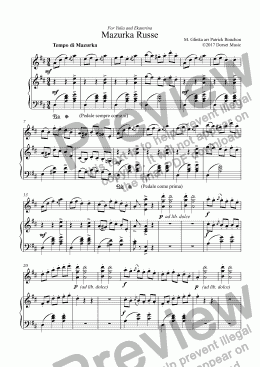 page one of Glinka - Mazurka Russe for Violin and Piano