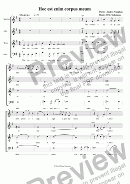 page one of Hoc est enim corpus meum (original English version) for SATB choir
