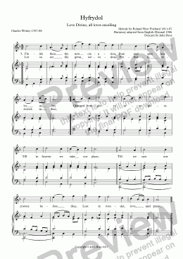 page one of Hyfrydol (Love divine, all loves excelling) - Descant