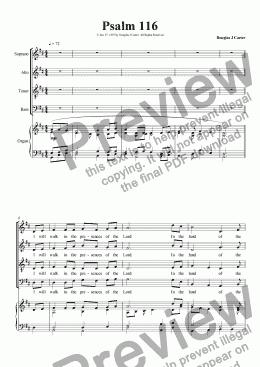 page one of Psalm 116 I Will Walk in the Shelter of the Lord (Keyboard SATB)